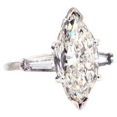 GIA Certified 4.00 Carat Marquise Brilliant Cut 14K White Gold Diamond Ring