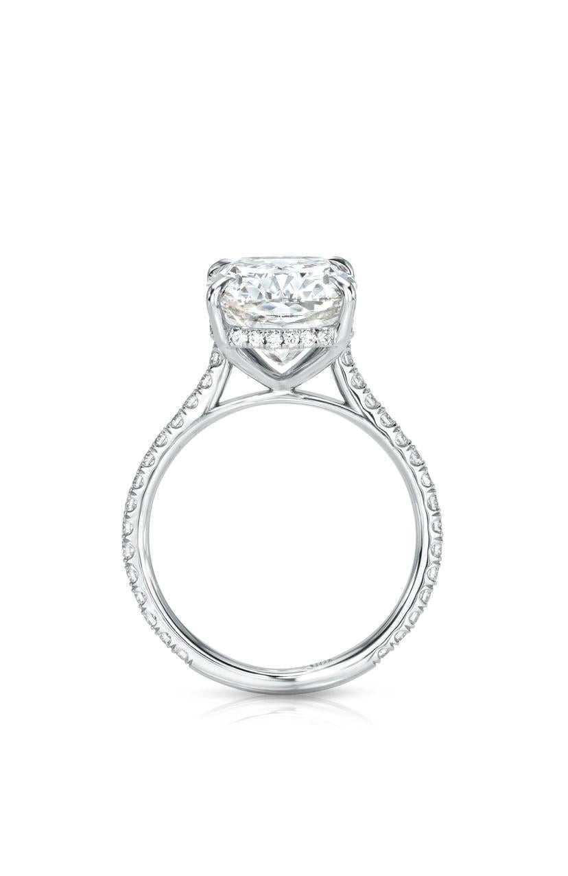 Cushion Cut GIA Certified 4.00 Carat Natural Diamond 18K Gold Solitaire Ring For Sale