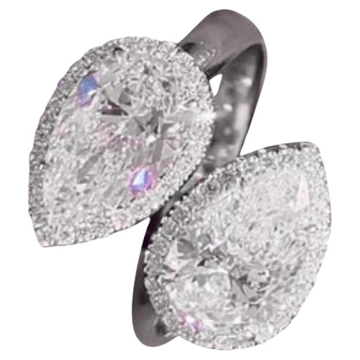 GIA Certified 4.00 Carat Pear Shape Natural Diamonds 18K Gold Ring For Sale