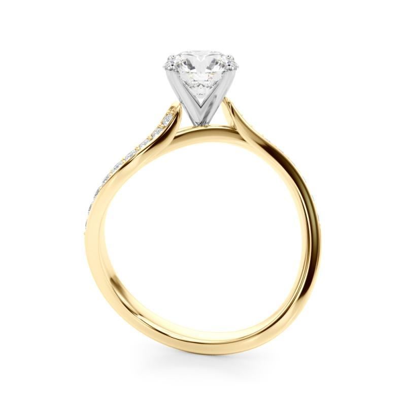 Round Cut GIA Certified 4.00 Carat Round Curved Ocean Wave Pave Diamond Ring For Sale