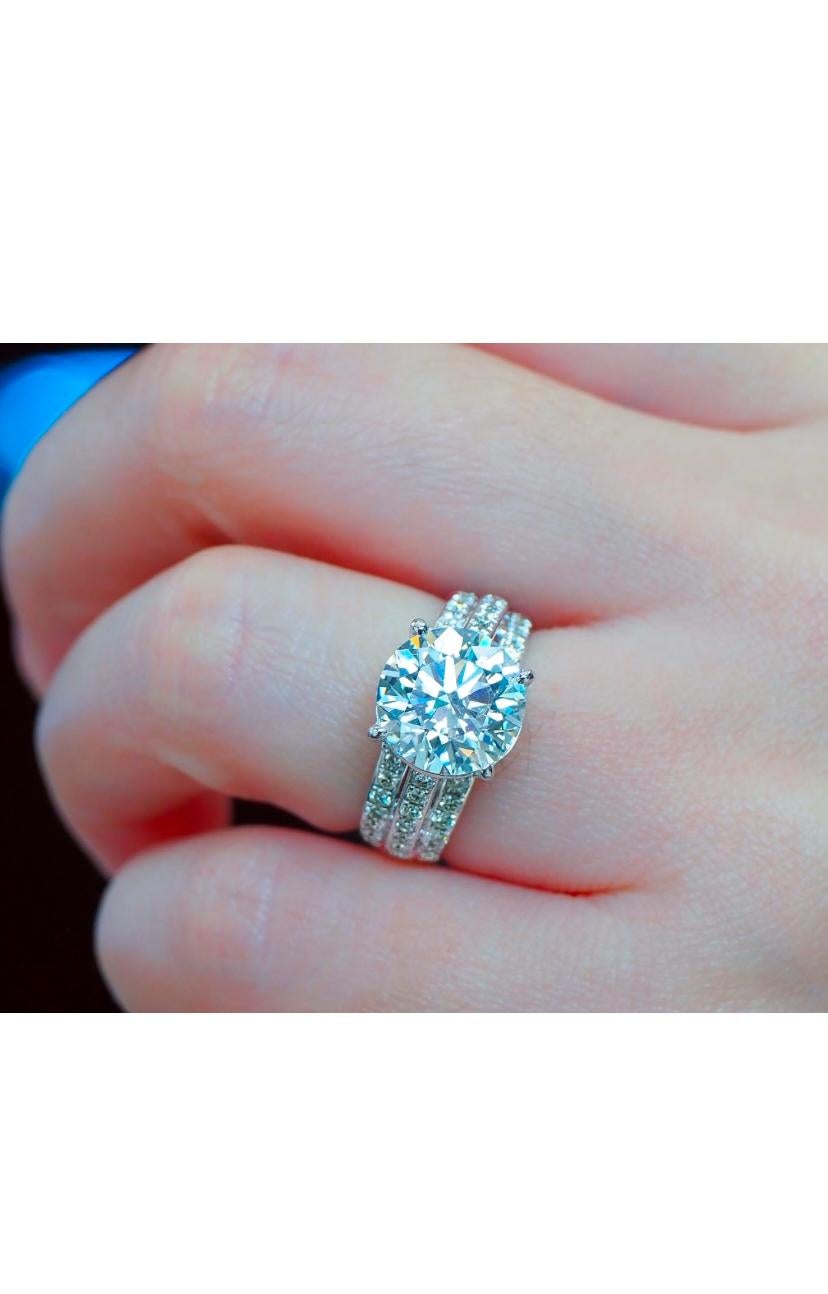 GIA-zertifizierter Solitär-Ring, 4,00 Karat runder natürlicher Diamant 18k Gold Solitär Damen im Angebot