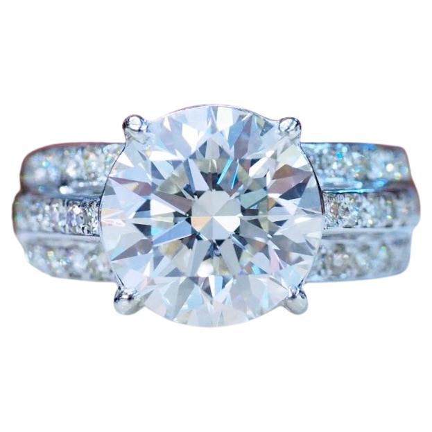 Anillo solitario de oro de 18 quilates con diamante natural redondo de 4,00 quilates certificado por el GIA