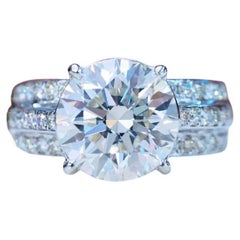 GIA Certified 4.00 Carat Round Shape Natural Diamond 18k Gold Solitaire Ring