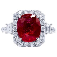 GIA Certified 4.00 Carat Ruby Diamond Ring