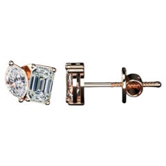 GIA Certified 4.00 Carats D VVS1 Emerald & Marquise Toi Et Moi Earrings 18K Gold