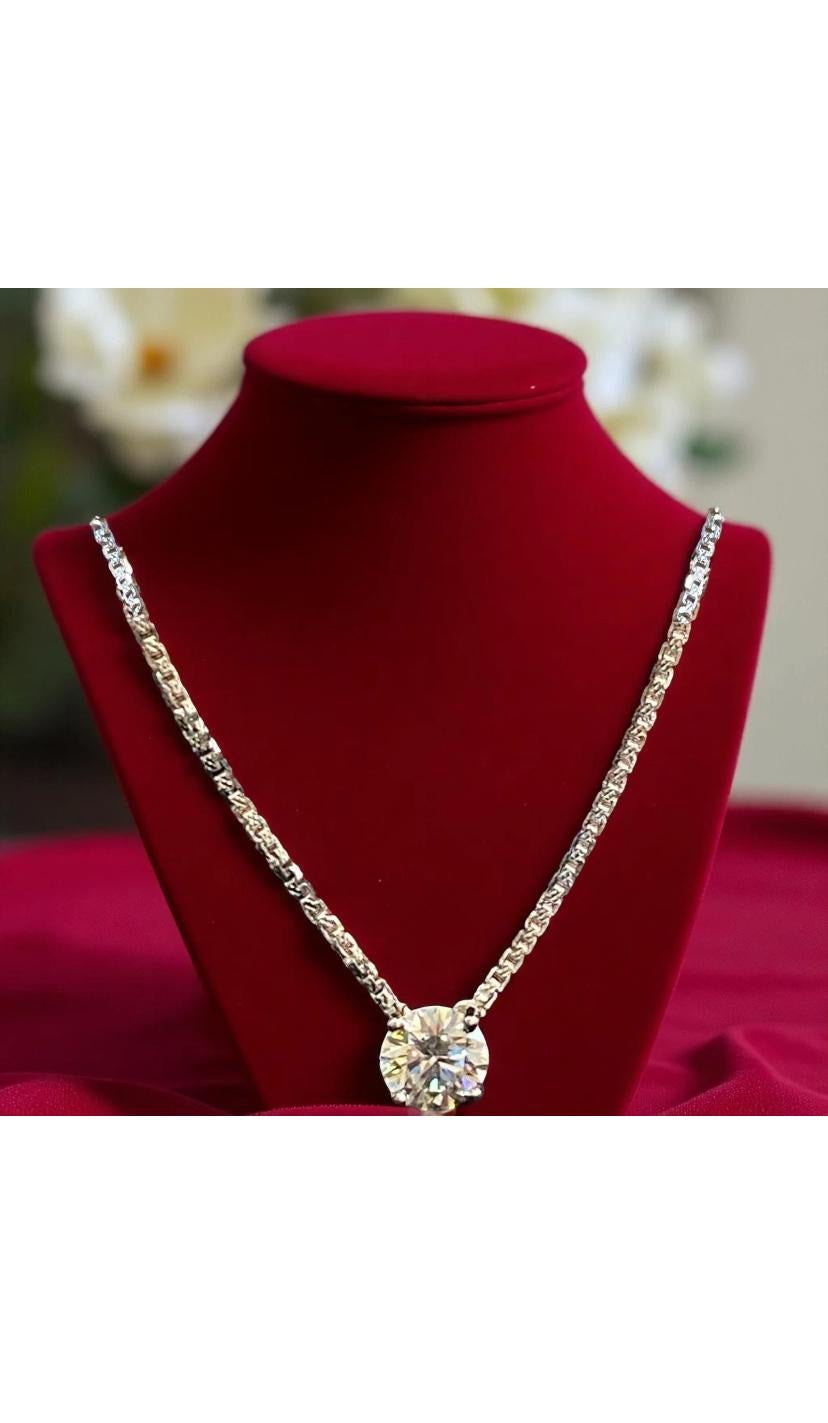 GIA zertifiziert 4,00 Karat E/VS1 Runde Brillant Form Diamant 18K Gold Halskette Damen im Angebot