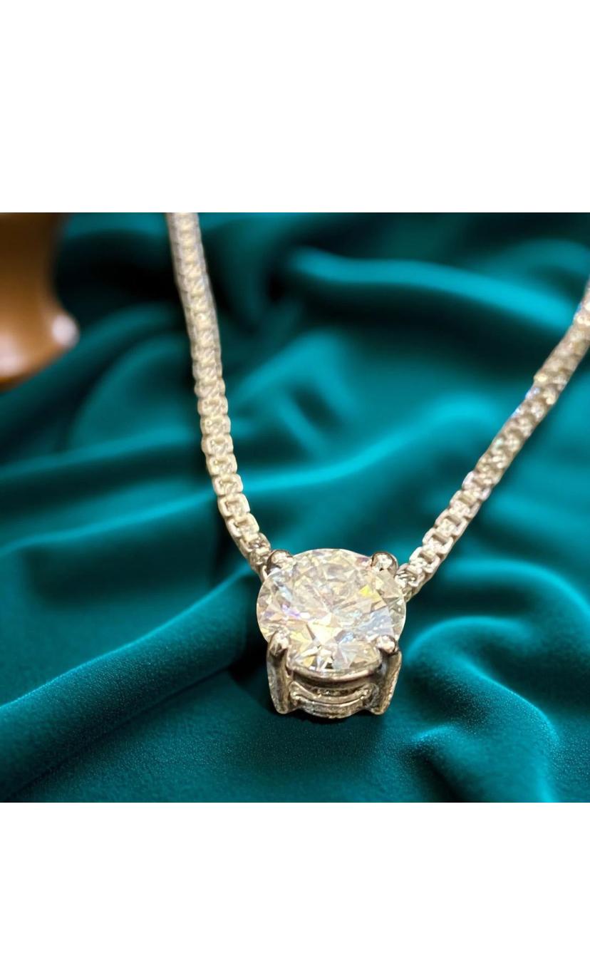 GIA zertifiziert 4,00 Karat E/VS1 Runde Brillant Form Diamant 18K Gold Halskette im Angebot 1