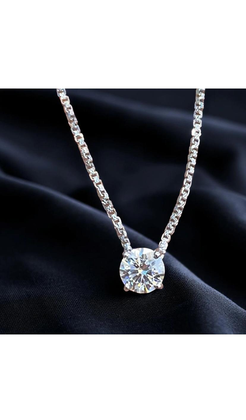 GIA zertifiziert 4,00 Karat E/VS1 Runde Brillant Form Diamant 18K Gold Halskette im Angebot 3