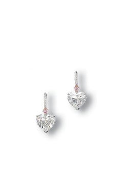 GIA Certified 4.00 Carats F/VS1  Heart Shape Diamonds 18K Gold Earrings