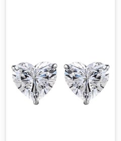 GIA Certified 4.00 Carats F/VS1 Heart Shape Diamonds 18K Gold Earrings