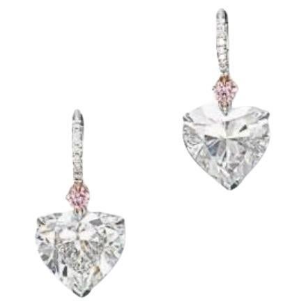 Certificato GIA 4,00 Carati F/VS1  Orecchini in oro 18K con diamanti a forma di cuore in vendita