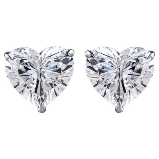 Pendientes de oro de 18 quilates con diamantes en forma de corazón de 4,00 quilates F/VS1 certificados por GIA