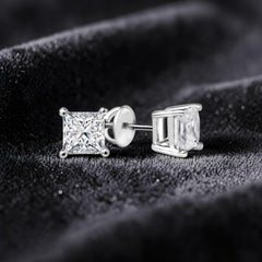 GIA Certified 4.00 Carats F/VS1 Princess Diamonds Stud Earrings 18K White Gold