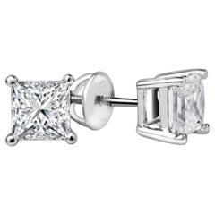 GIA zertifiziert 4,00 Karat F/VS1 Prinzessin Diamanten Ohrstecker 18K Weißgold