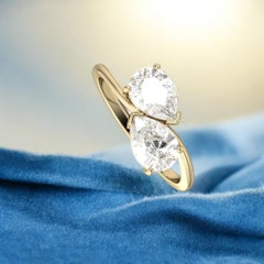 GIA Certified 4.00 Carats F VVS1 Pear Diamonds Toi Et Moi Ring 18K Yellow Gold