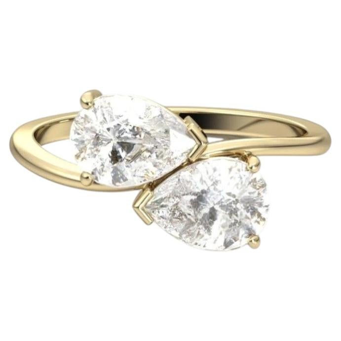 GIA Certified 4.00 Carats F VVS1 Pear Diamonds Toi Et Moi Ring 18K Yellow Gold