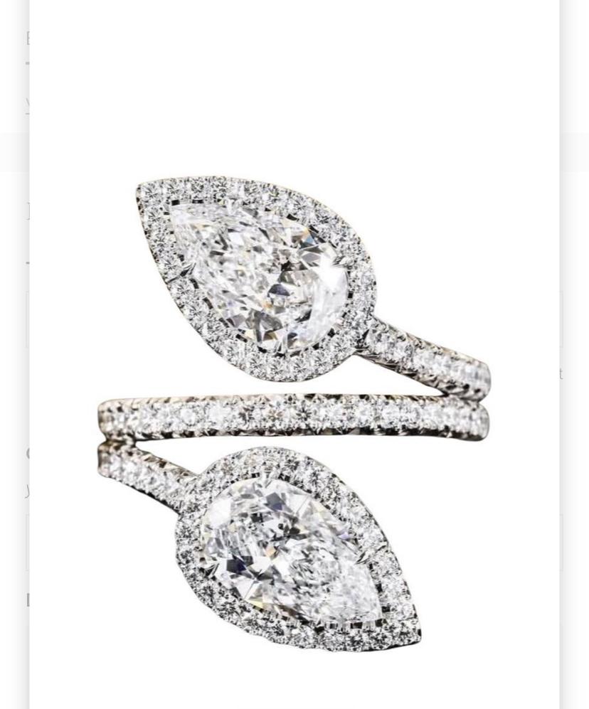 GIA Certified 4.00 Carats Pear Shape Natural Diamonds 18K Gold Double Ring In New Condition For Sale In Massafra, IT