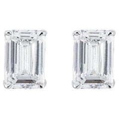 Orecchini in oro 18 carati con diamanti a forma di smeraldo certificati GIA 4,00 ct D/VVS1-VVS2