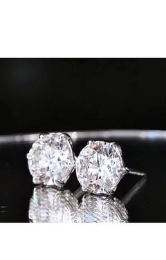 GIA Certified 4.00 Ct FLAWLESS/ D color Round Brillant Shape Diamonds Earring