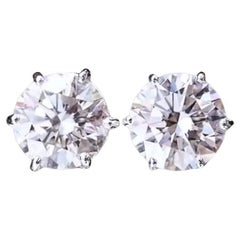 GIA Certified 4.00 Ct FLAWLESS/ D color Round Brillant Shape Diamonds Earring