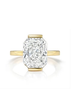 GIA Certified 4.00 Ct G/VVS Radian Cut Diamond Solitaire 18k Gold Solitaire Ring