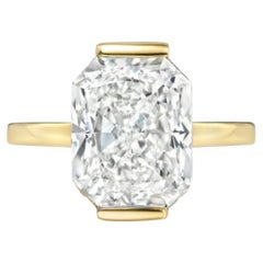 GIA Certified 4.00 Ct G/VVS Radian Cut Diamond Solitaire 18k Gold Solitaire Ring