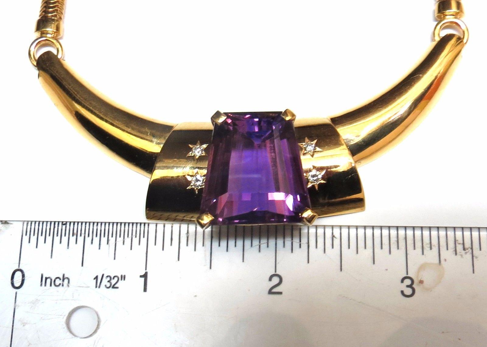 GIA Certified 40.00ct Natural Amethyst Diamond Necklace 14kt Art Deco Class In New Condition In New York, NY