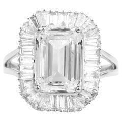 GIA zertifiziert 4,00ct Smaragd-Schliff Diamant Halo Verlobungsring in 950 Platin