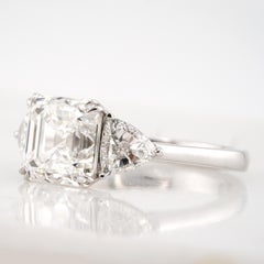 GIA Certified 4 Carat Asscher Cut H VS1 Diamond Platinum Ring