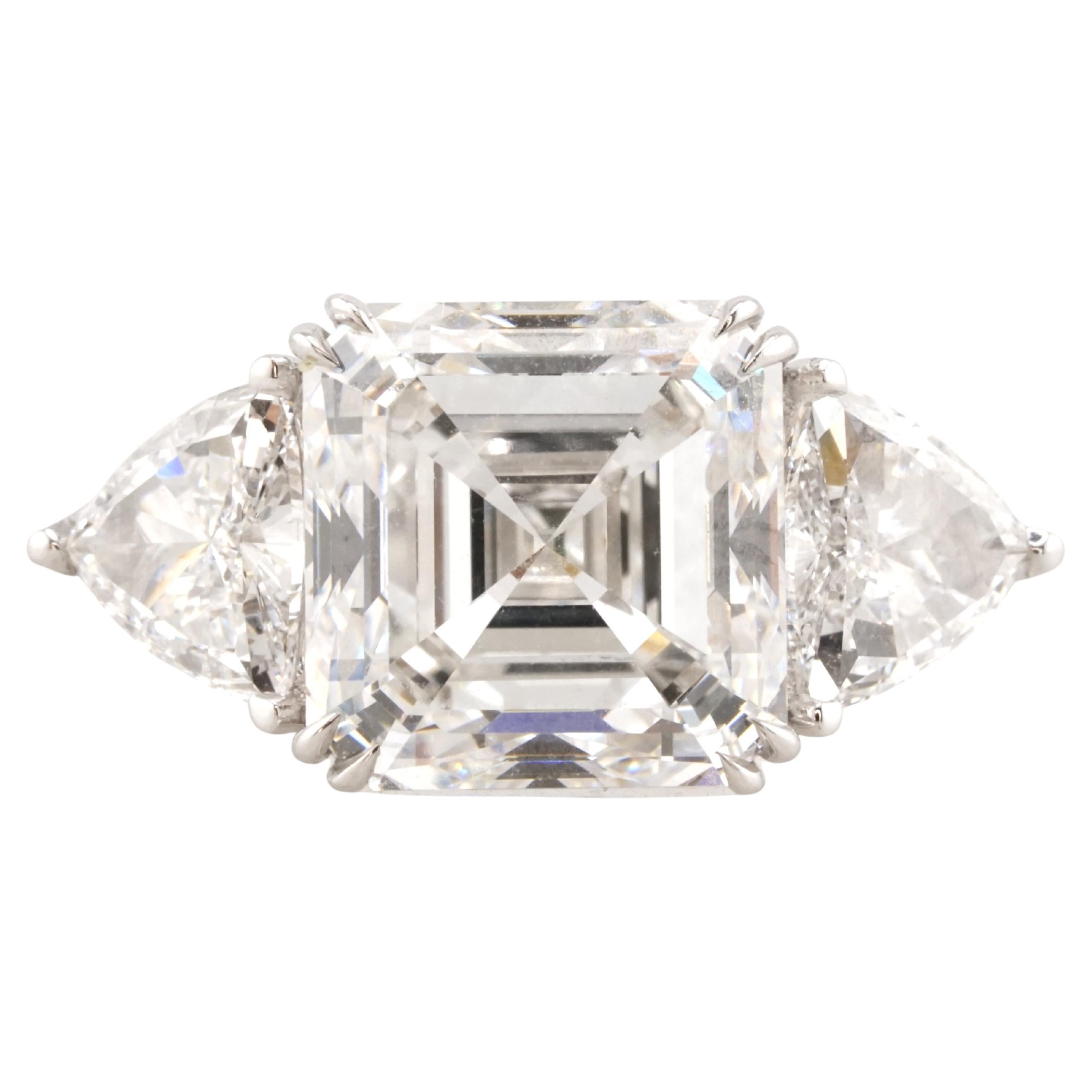 GIA Certified 4 Carat Asscher Cut G VS1 Diamond Platinum Ring