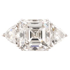 Bague en platine certifiée GIA avec diamant taille Asscher G VS2 de 4 carats