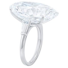 GIA Certified 4.01 Carat D Color Flawless Oval Diamond Platinum Tapered Baguette