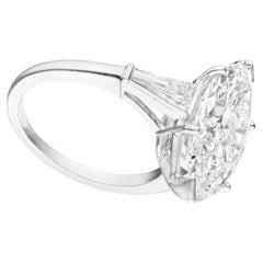 GIA Certified 4.01 Carat D Flawless Marquise Diamond Platinum Ring TYPE IIA