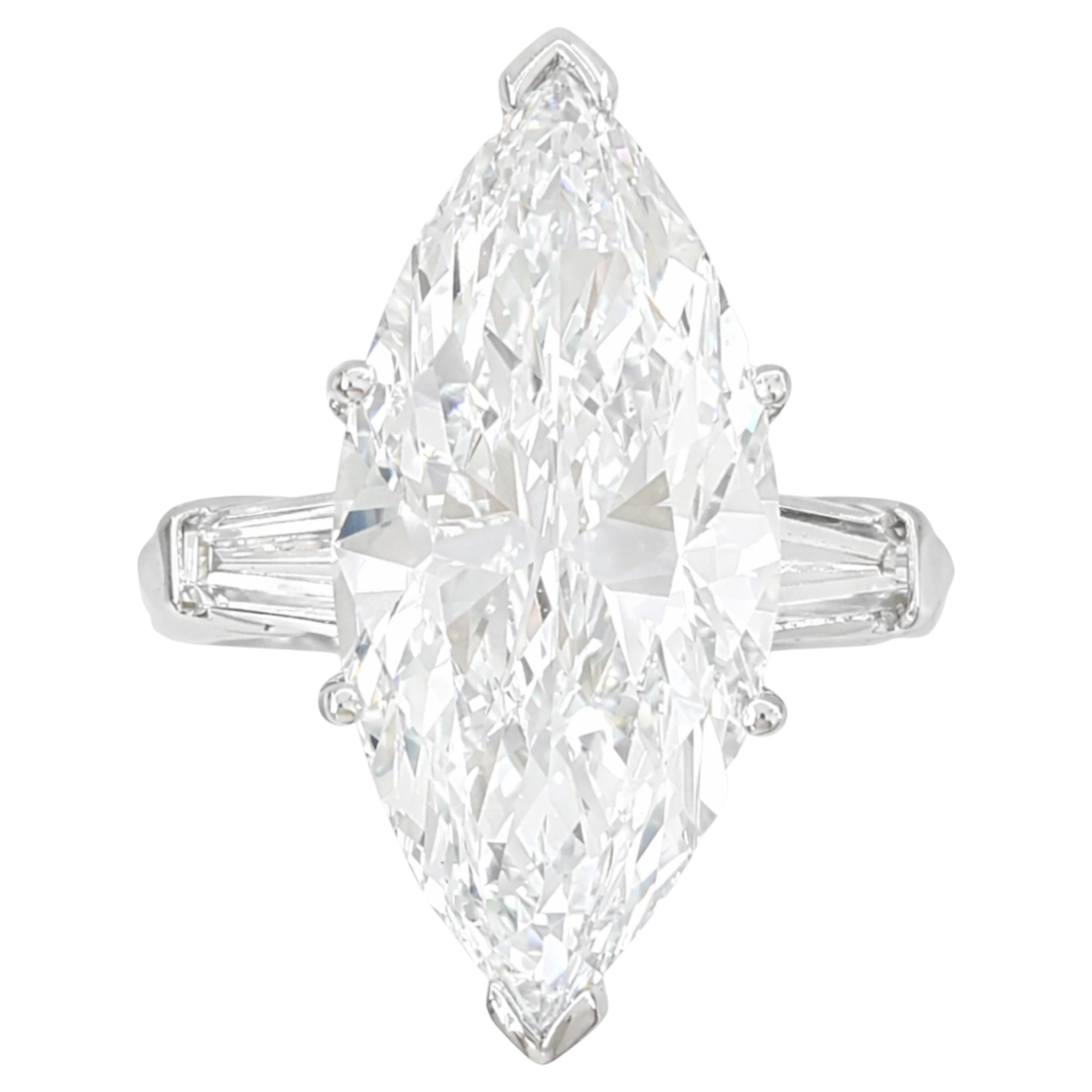 GIA Certified 4.01 Carat D Internally Flawless Type IIa Marquise Diamond Ring