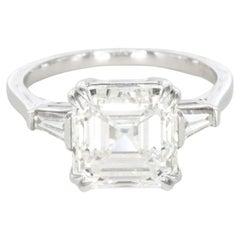 GIA Certified 4.01 Carat D VS2 Asscher Cut Diamond Platinum Ring