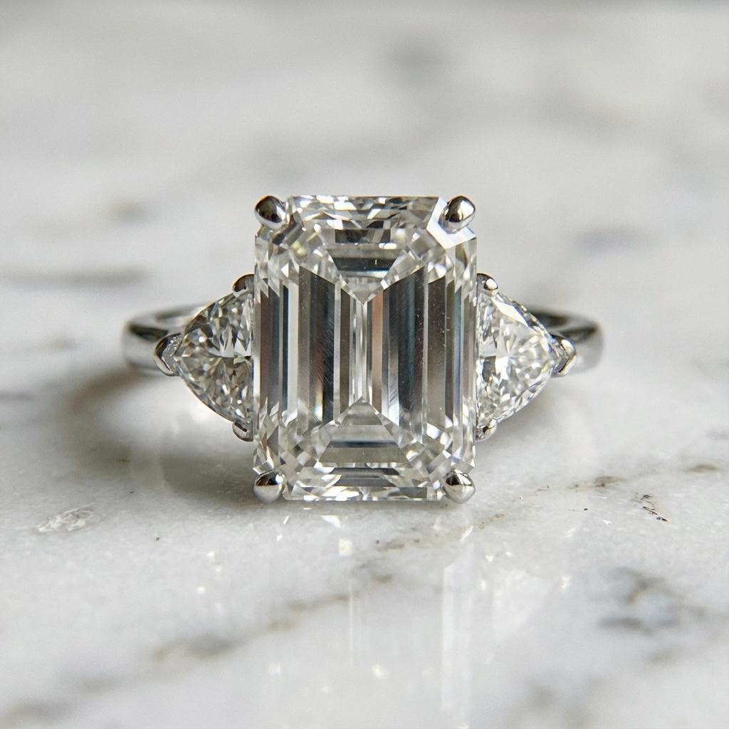 GIA zertifiziert 4,01 Karat E Farbe VS1 Smaragdschliff Diamantring im Zustand „Neu“ im Angebot in Chicago, IL