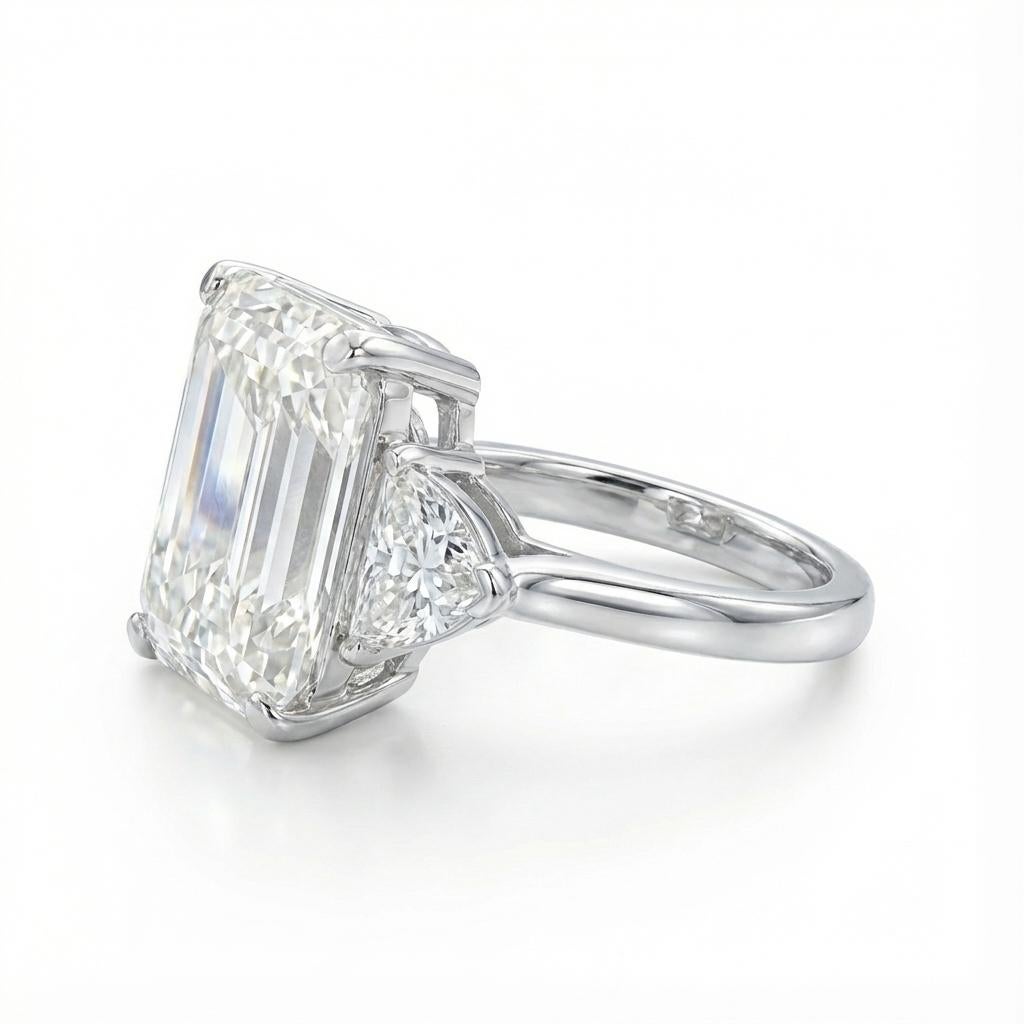 GIA zertifiziert 4,01 Karat E Farbe VS1 Smaragdschliff Diamantring für Damen oder Herren im Angebot