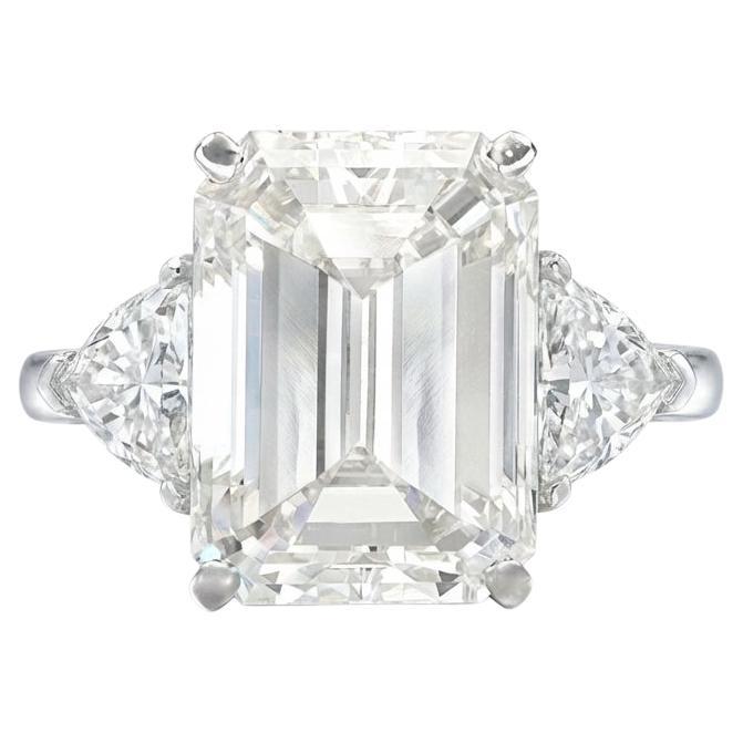 Anello con diamante taglio smeraldo certificato GIA da 4,01 carati con colore E VS1