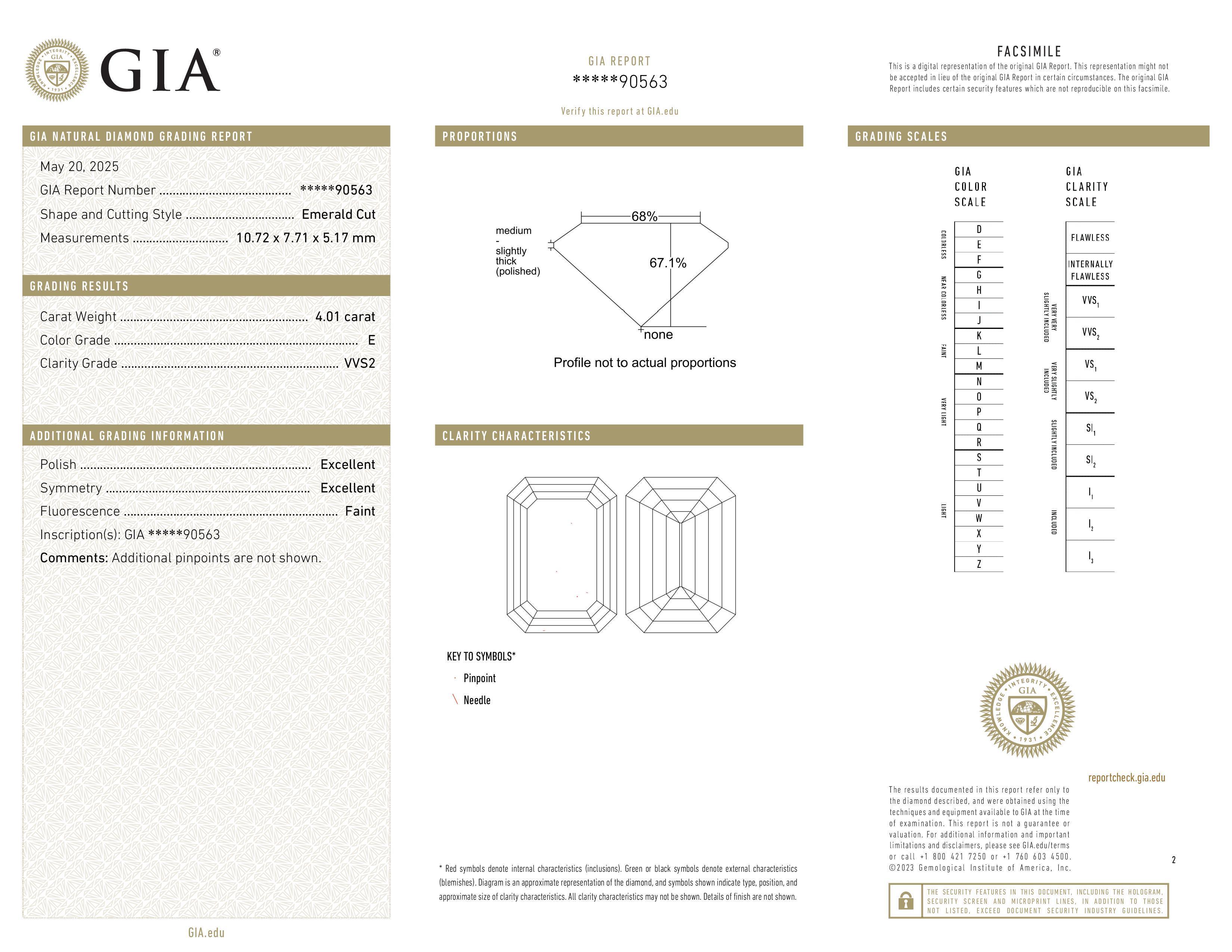 GIA Certified 4.01 Carat Emerald Cut Diamond D Color VVS2 Clarity Platinum Ring In New Condition For Sale In Chicago, IL
