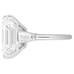 GIA Certified 4.01 Carat Emerald Cut Diamond Platinum Ring with Tapered Baguette