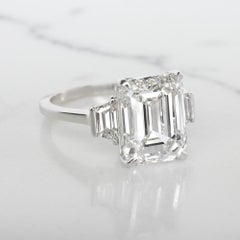 GIA Certified 4 Carat Emerald Cut Diamond D Color Ring in 18K White Gold