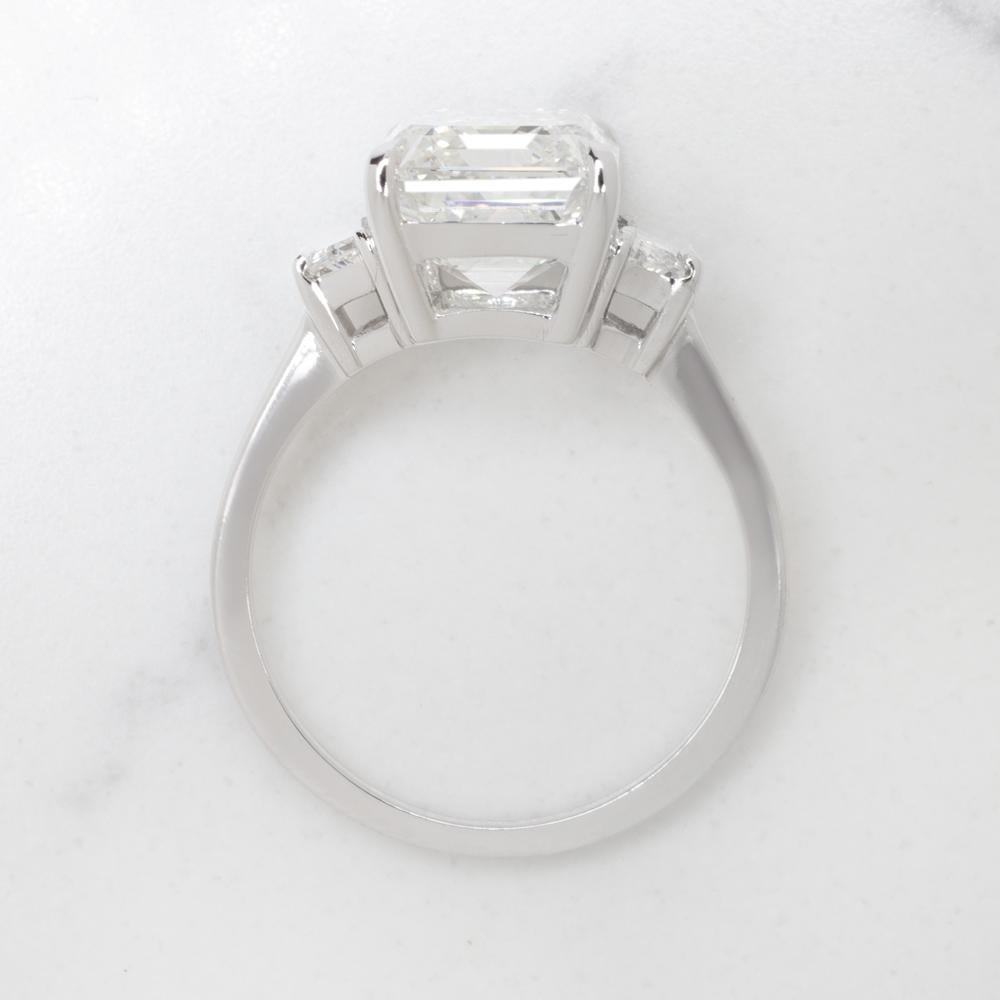 Contemporary GIA Certified 4.01 Carat Emerald Cut Diamond Ring D Color Flawless Clarity For Sale