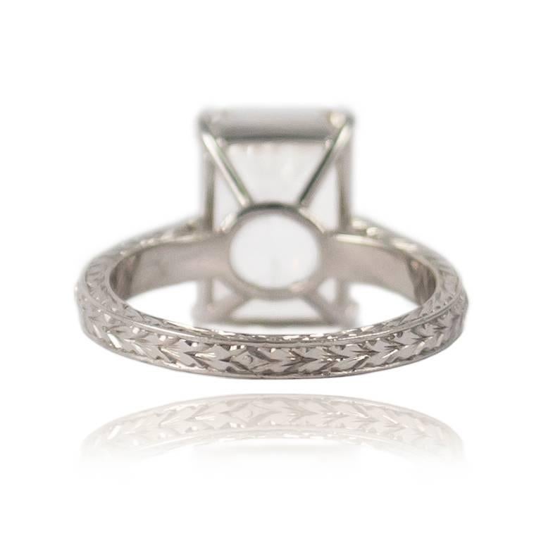 Women's or Men's GIA Certified 4.11 Carat Emerald Cut Diamond Ring