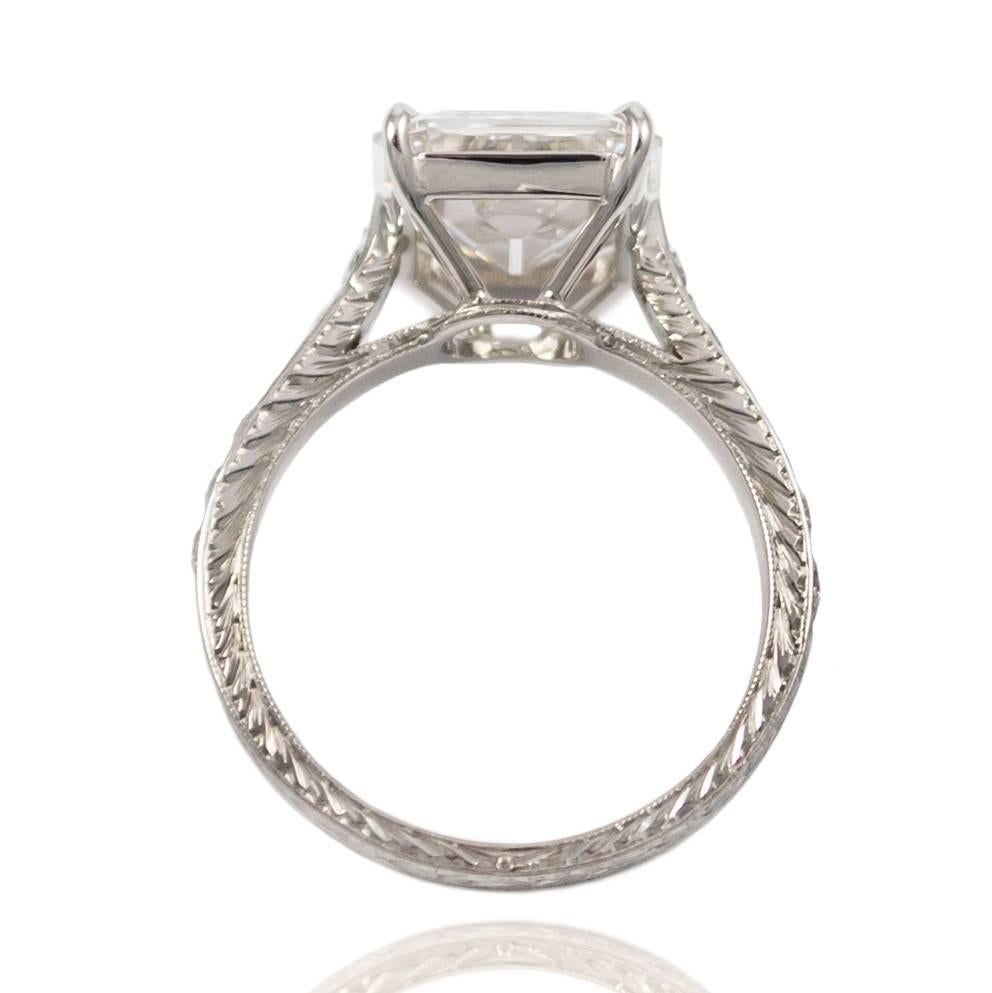 GIA Certified 4.11 Carat Emerald Cut Diamond Ring 1
