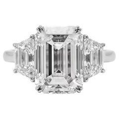 GIA Certified 4.01-carat Emerald Cut Diamond Ring