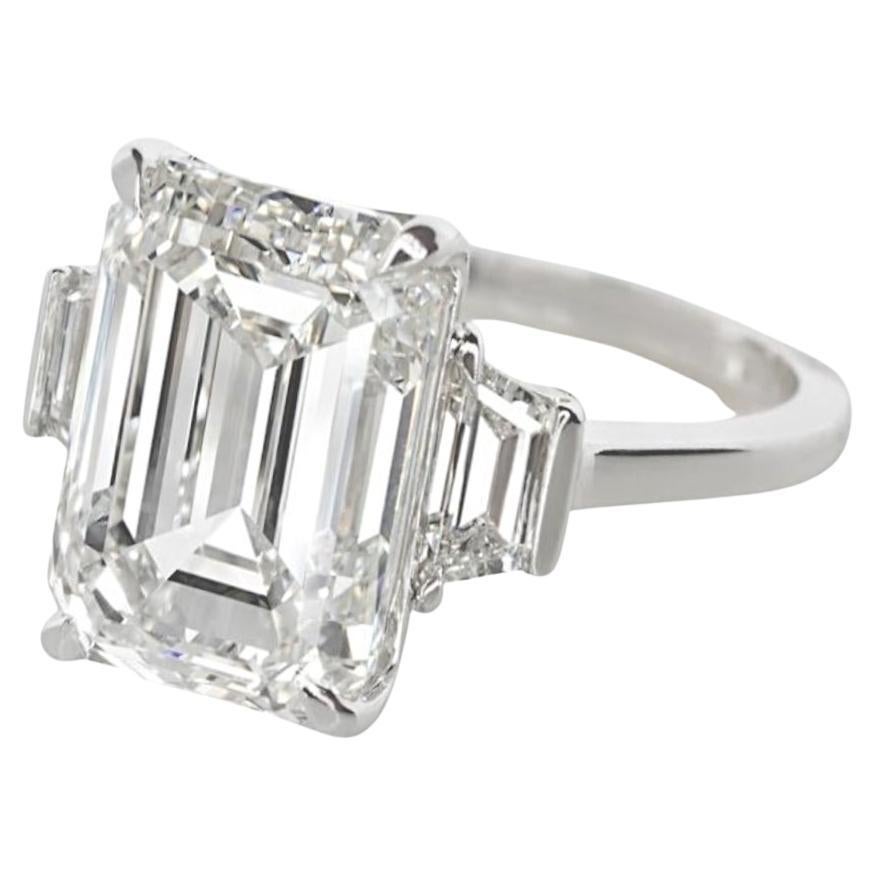 GIA Certified 4.01 Carat Emerald Cut Diamond Ring D Color Flawless Clarity