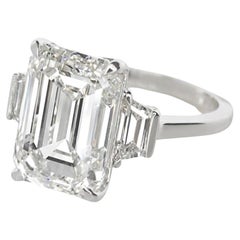 Bague certifiée GIA avec diamant taille émeraude de 4,02 carats de couleur D et pureté sans défaut