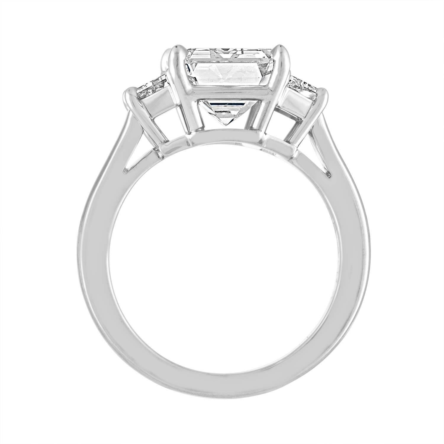 Contemporary GIA Certified 4.01 Carat Emerald Cut Set in Platinum Mounting with Two Step Cut