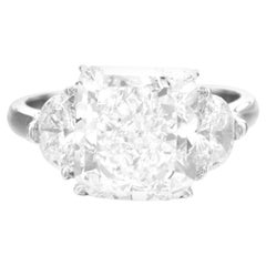 GIA Certified 4.01 Carat F-VS1 Cut-Cornered Rectangular Diamond Ring