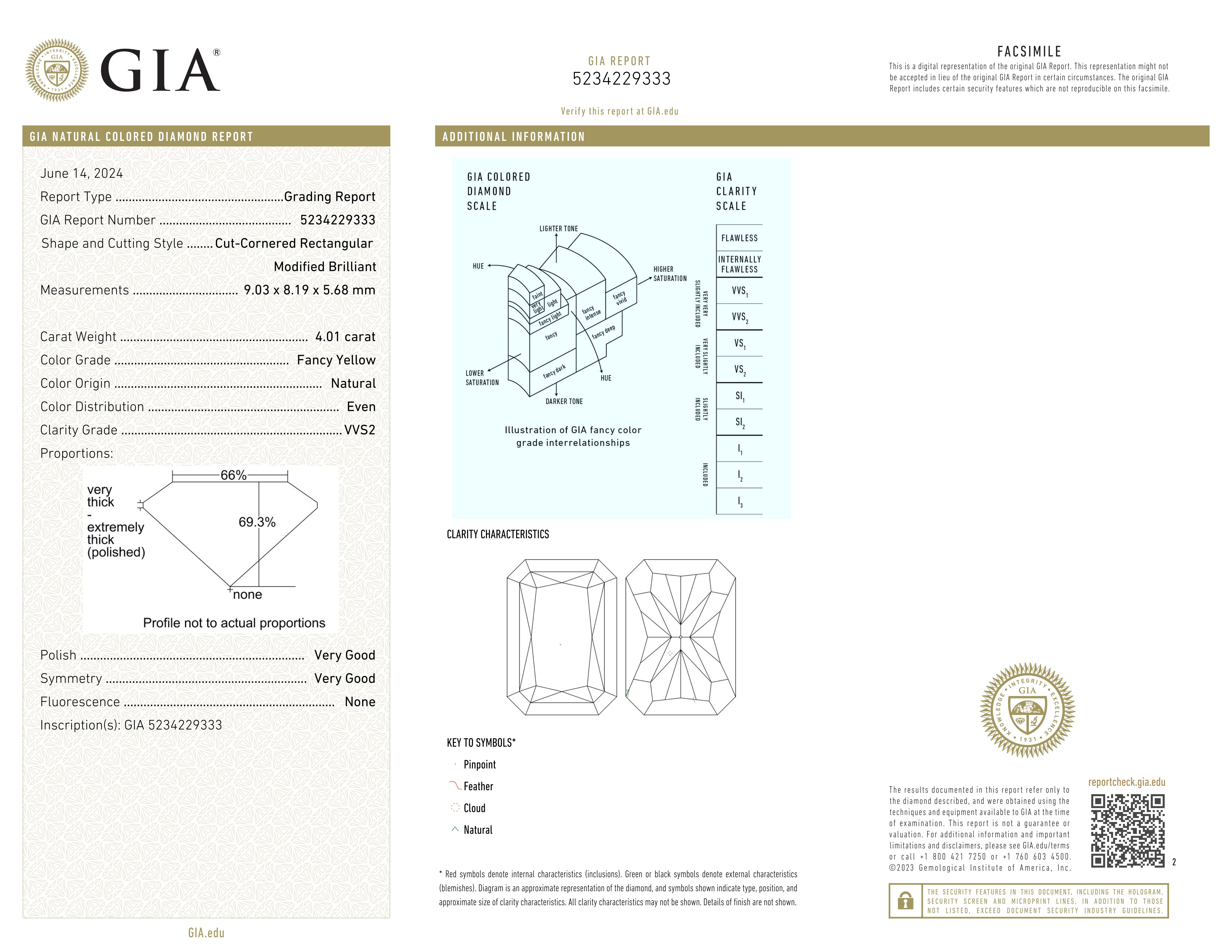 Bague certifiée GIA de 4,01 carats de diamant jaune fantaisie avec diamants de taille trillion Neuf - En vente à Chicago, IL